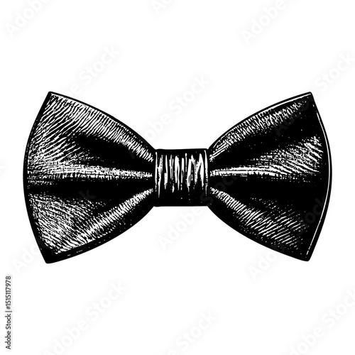 Bow tie sketch engraving sketch engraving black and white outline. Scratch board imitation.  illustrated in vintage line art style on a white background.
