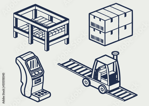 duotone icon set representing warehouse logistics essentials 