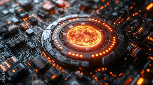 Wallpaper Mural Advanced Circuitry with Glowing Core Torontodigital.ca