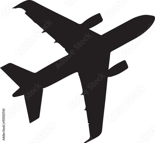 Silhouette of an airplane vector illustration depicting flight travel air transportation symbol