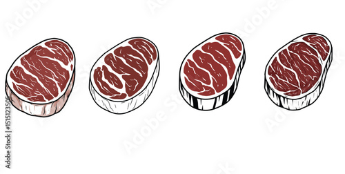 Steak Icons Set Beef meat steak icons