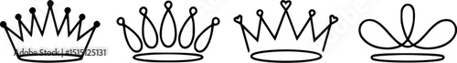 Set of four simple black crown silhouettes