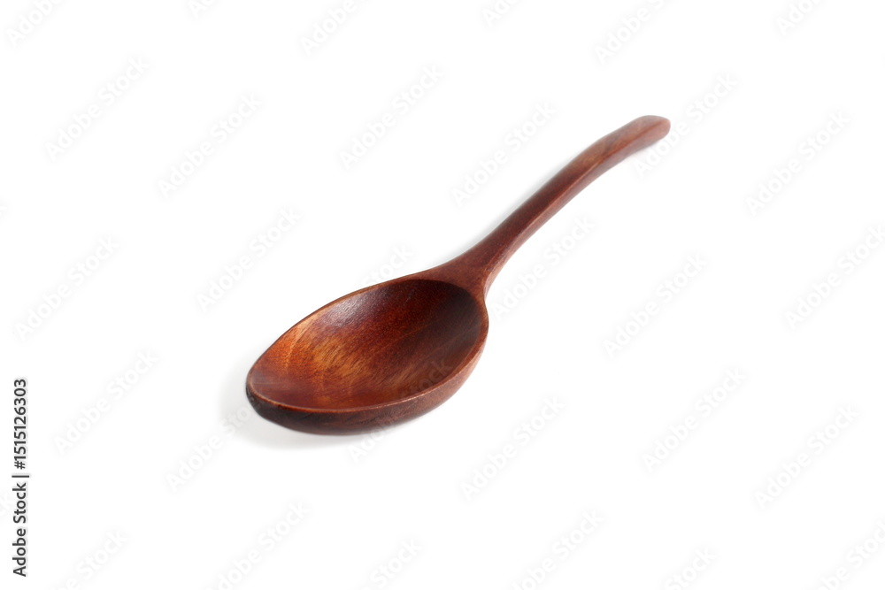 There is a wooden brown spoon on a white background. There is a wooden brown spoon on a white background.