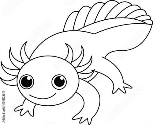 Axolotl hand drawn coloring page for kids