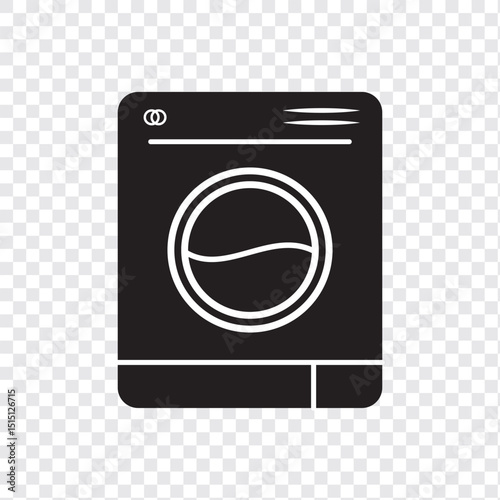 Minimal Washing Machine Vector Illustration on transparent Background