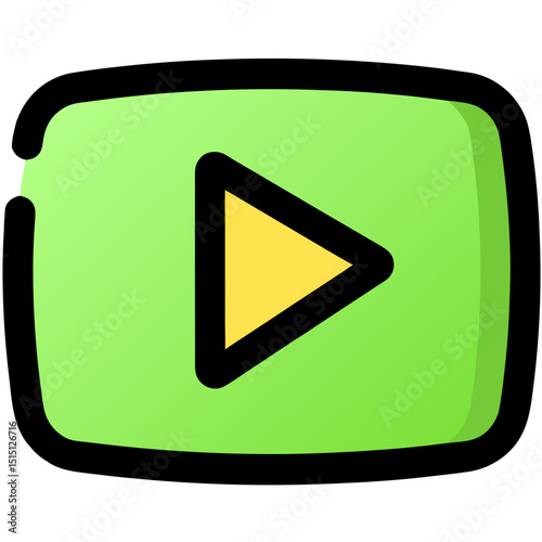 Digital media player icon with a vibrant green background and play button