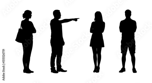 Silhouette of People Arguing and Standing Vector Illustration