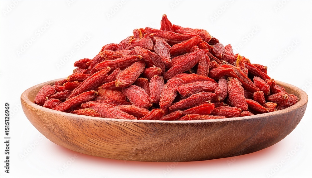 goji berries in wooden bowl isolated on transparent or white background goji berries in wooden bowl isolated on transparent or white background