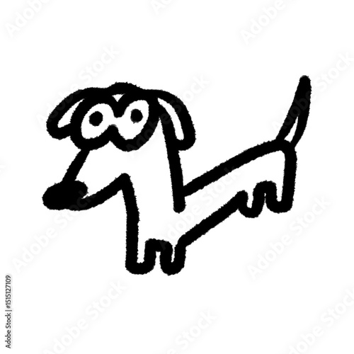 dog dachshund png cartoon handwrite design cute and art doodle decoration outline element