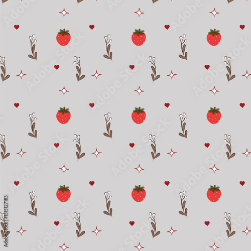 Seamless pattern with in strawberries