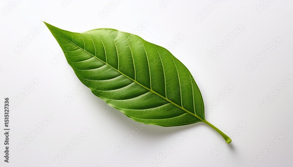 Obraz premium single green leaf on white botanical nature