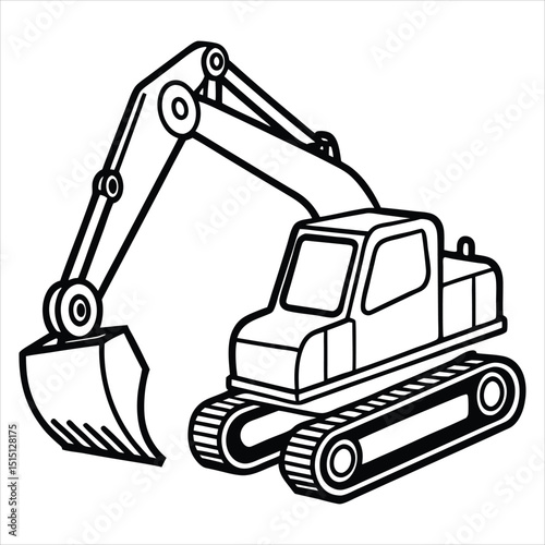 Excavator outline illustration isolated on white background