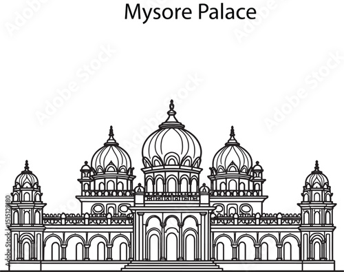 Mysore Palace Line Art Vector