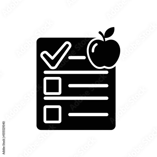 Checklist with Apple Icon for Healthy Eating  