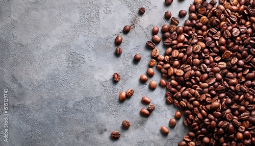 Wallpaper Mural brown coffee grains scattered on gray concrete surface texture concrete background coffee beans Torontodigital.ca