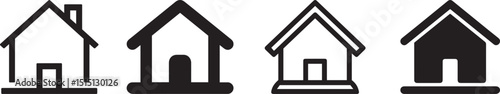 Four simple house icons set for website and app design