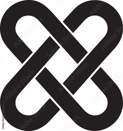 Abstract black intertwined knot design element