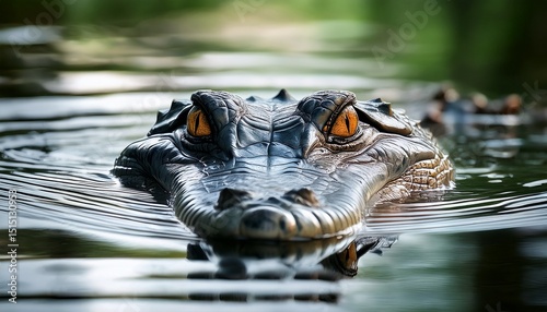 the alligator floating in the water balanced symmetry expressive facial features contrast focused photos