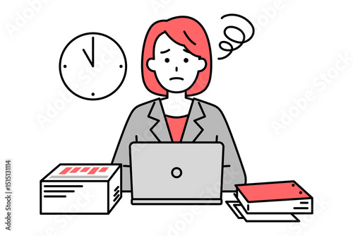 残業で困っているスーツの女性