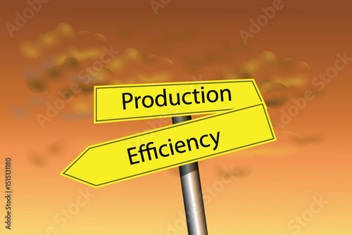 Production on the Efficiency banner concept on the road sign, vector illustration design background