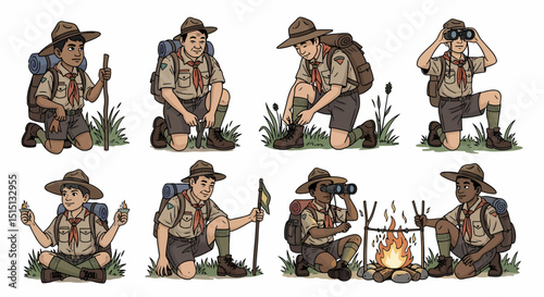Boy Scouts on a Hiking Adventure in the Wilderness