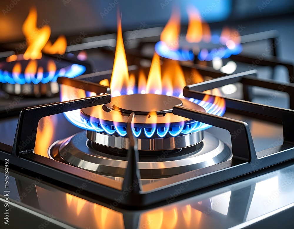 Close-up gas stove burners (2) Close-up gas stove burners (2)