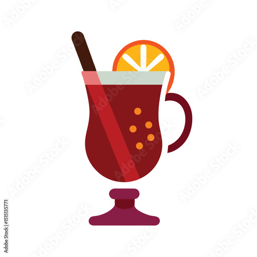 mulled wine vector art on white background