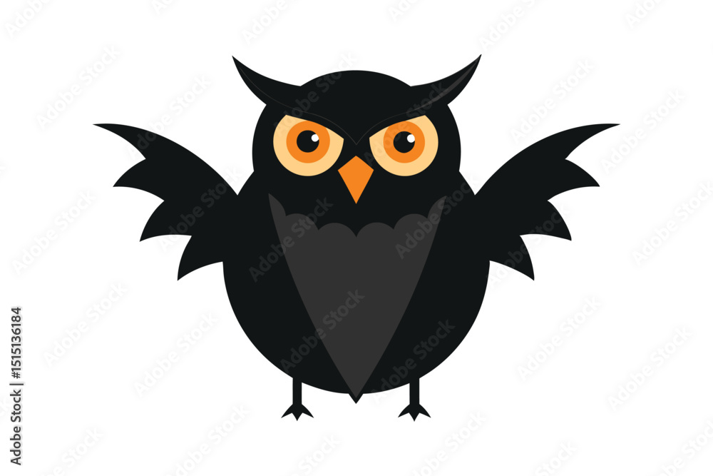 Fototapeta premium Cute Owl for Halloween on White Background
