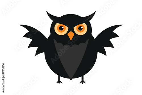 Cute Owl for Halloween on White Background