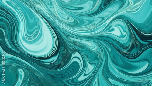 abstract turquoise fluid texture background with swirling patterns and reflections