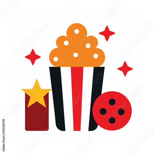 holiday movie night vector art on white background