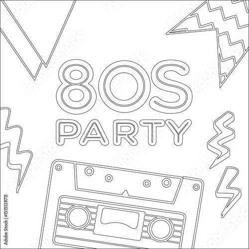 Vector hand-drawn doodle set of retro audio cassette tapes, tape recorders, and musical instrument symbols