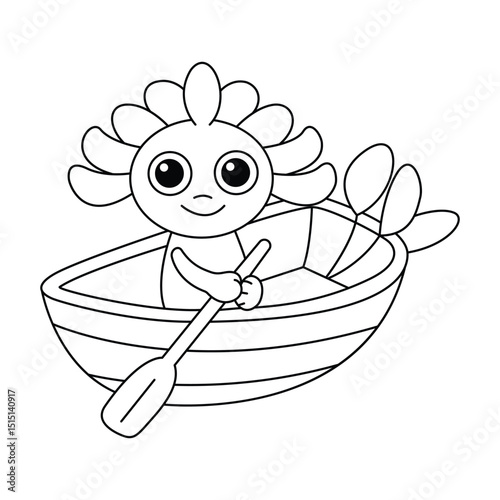 Axolotl hand drawn coloring page for kids