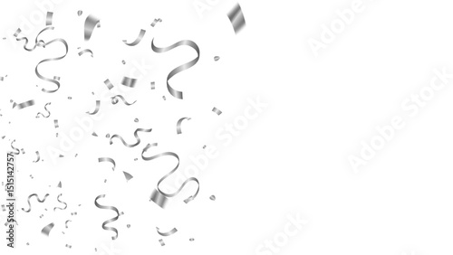 Background with silver confetti, holiday banner, festive celebrate backdrop vector illustration