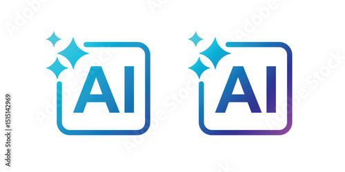 AI generated button and AI icon. Artificial intelligence online tool UI. Vector ilustration