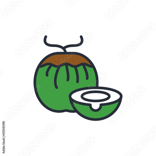 coconut icon collection .design style with background