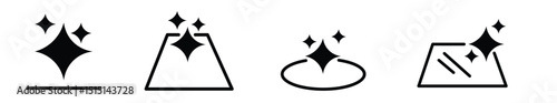 Set of clean surface vector icons. Cleanliness  sparkle and shiny surface. Vector ilustration