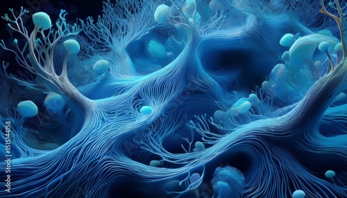 reefwave a creative commons attribution stock photo of cellular formations in blue fibers