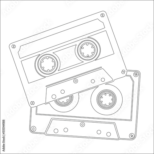 Retro audio cassette tape, an isolated vintage music object on white, ready for sound recording