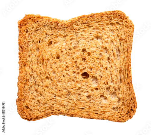 thin square rusk of multigrain wheat bread cutout