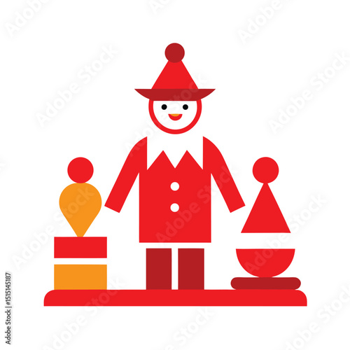 Christmas figurines vector art on white background
