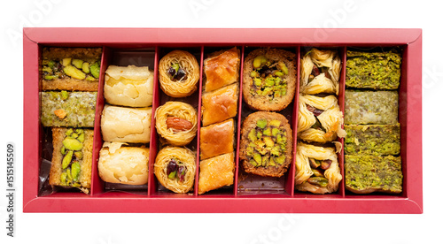 top view of box with various syrian baklava cutout