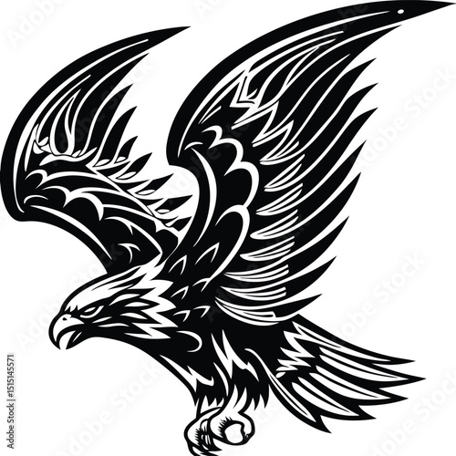 Soaring Eagle: A majestic eagle in full flight, showcasing its impressive wingspan and fierce gaze, embodying strength and freedom.