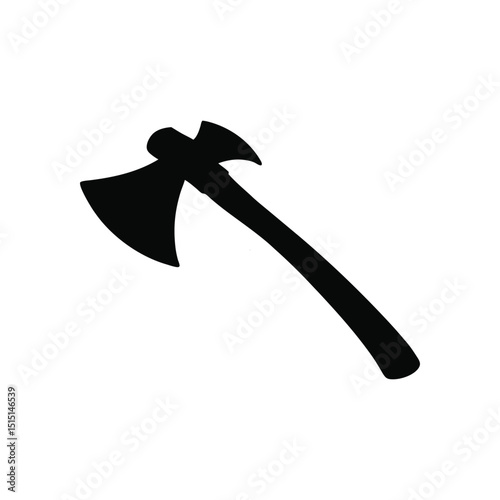 Silhouette of axe isolated on white background