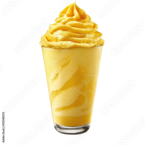 Refreshing mango smoothie served in a tall glass with creamy texture and vibrant color in a bright setting