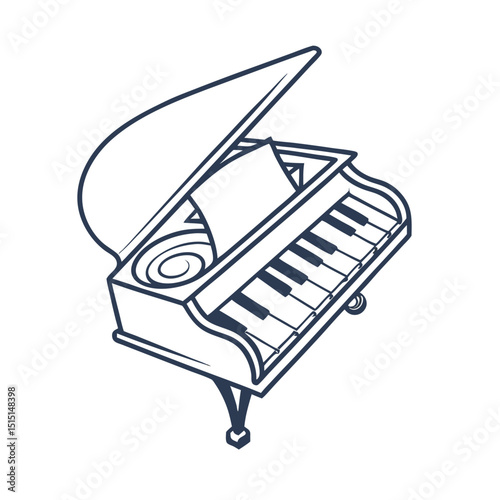 Piano icon vector art on white background, piano icon, piano logo, piano design. Adobe Illustrator Artwork
