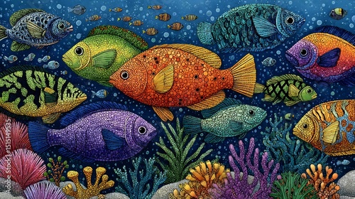 Vibrant Reef: An Underwater Tapestry of Colorful Fish