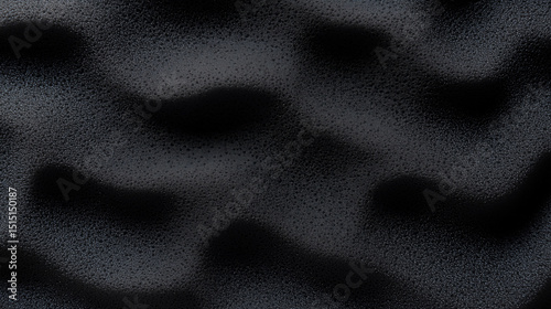Wavy black foam rubber is covered with drops, creating an interesting texture for backgrounds or design elements
