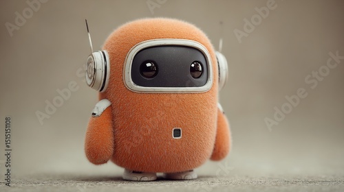 Adorable Orange Robot: A 3D Rendered Fuzzy Friend