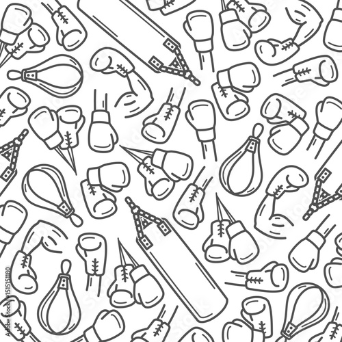 Boxing background, pattern set. Collection icons boxing. Vector